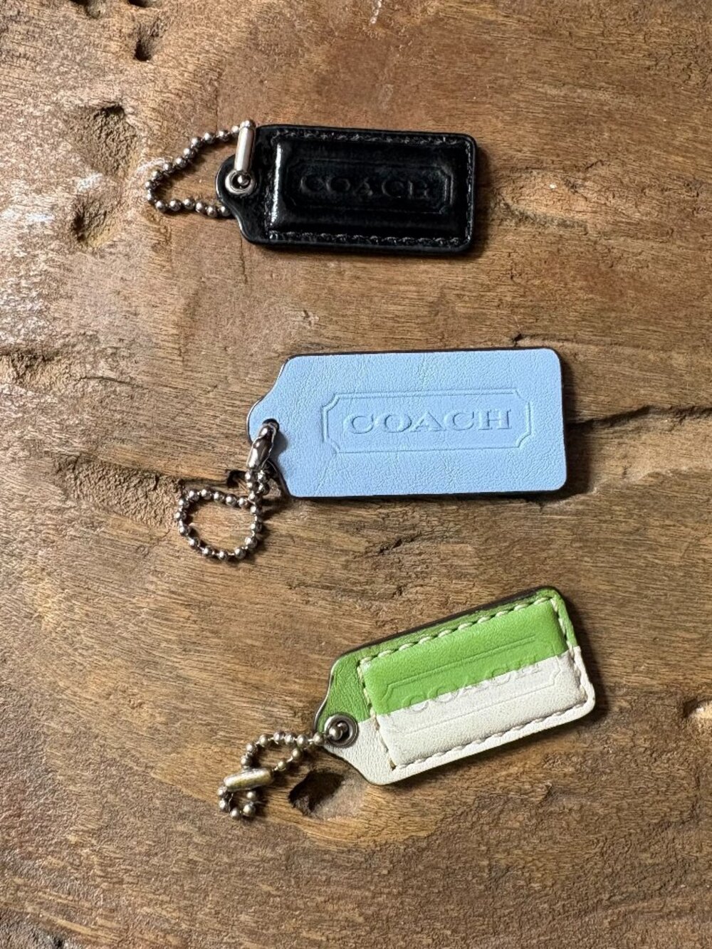 Coach leather replacement hang tags bag charms lot of three (3)